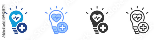 Medical Innovation icon set multiple style collection