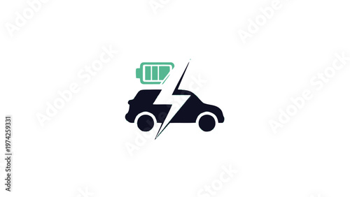 Electric Vehicle Charging with Lightning Bolt and Battery Icon.