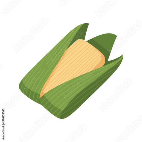 Tamale vector illustration with corn husk wrapping isolated on white background