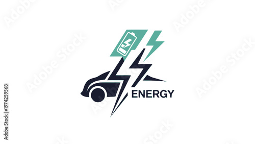 Electric Vehicle Energy Logo - Modern Design with Lightning Bolts.