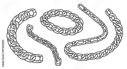 Close up of metal chain links.