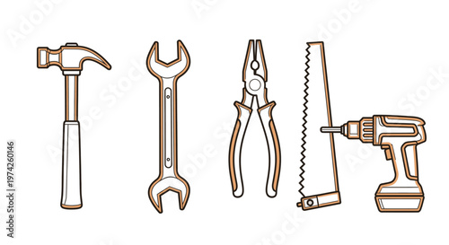 Collection of hand tools for repair 4.
