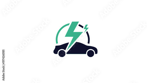 Electric Vehicle Logo Depicting Green Energy and Sustainable Transportation.