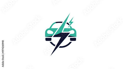 Electric Vehicle Logo Design - Modern Car Symbol with Lightning Bolt.