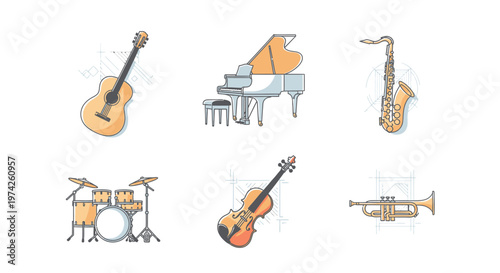 Musical instruments for orchestra performance 1.