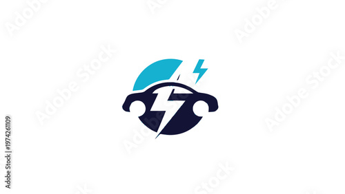 Electric Vehicle Logo - Modern Design with Lightning Bolt Symbol.