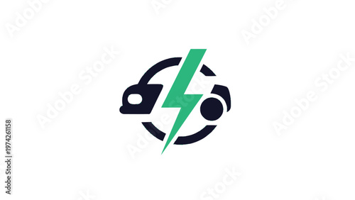 Electric Vehicle Logo - Modern Design with Lightning Bolt Symbol.