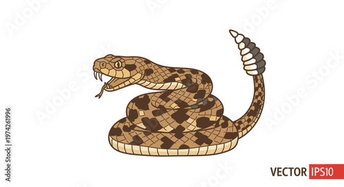 Venomous Snake Coiled Ready to Strike.