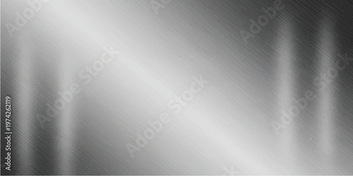 Brushed stainless steel metal texture with diagonal light reflections and gradient grey tones across a smooth polished surface