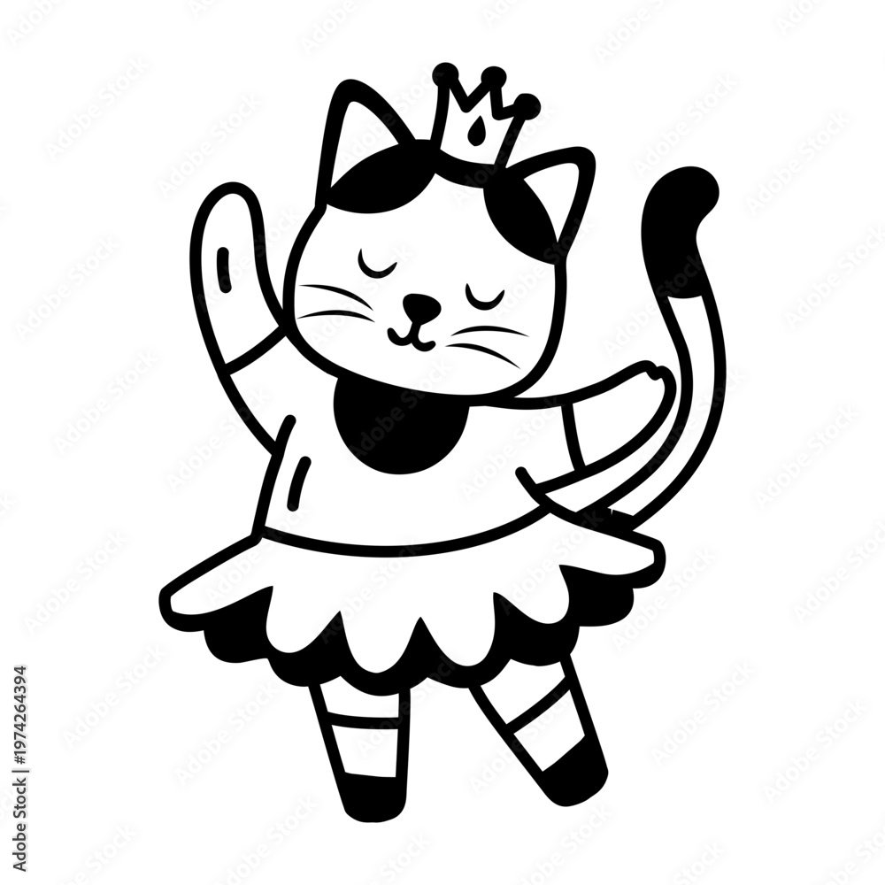 Fototapeta premium A glyph style icon showing a cat wearing crown 