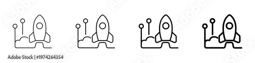 Digital Innovation Startup and Product Launch Rocket Icon Line Art Vector Illustration Editable