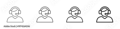 Customer Service Support and Online Help Desk Operator Icon Line Art Vector Illustration Editable