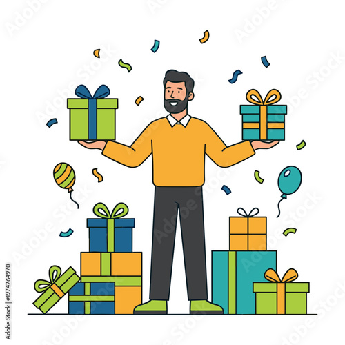 Illustration of People Giving Gifts