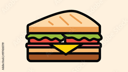 Delicious Sandwich Illustration - Fresh Ingredients and Tasty Meal Concept.