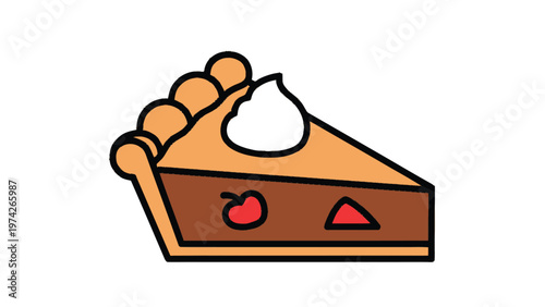 Delicious Slice of Pie with Whipped Cream and Fruit Filling.