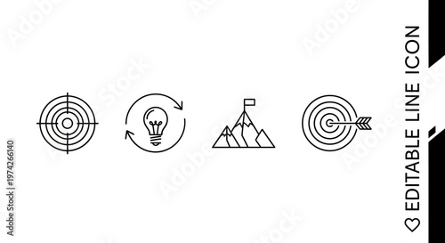 Targeting and precision icon set strategy accuracy and goal achievement