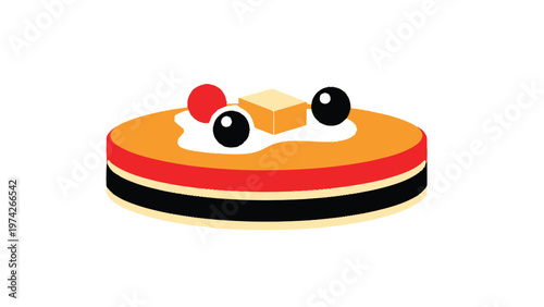 Delicious Stack of Pancakes with Butter and Berries Illustration.
