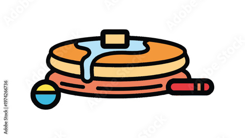 Delicious Stack of Pancakes with Butter and Syrup, Ready to Eat.