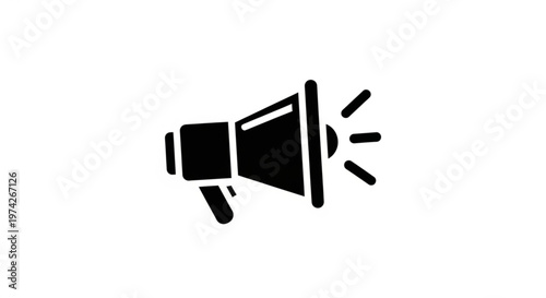 A minimalist vector graphic of a megaphone with sound waves, symbolizing public speaking and announcement.