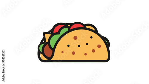 Delicious Taco Illustration with Fresh Ingredients and Vibrant Colors.