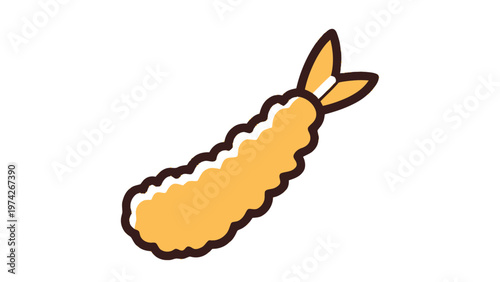 Delicious Tempura Shrimp Illustration on White Background, Isolated Food.