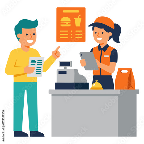 Illustration of People Ordering Food Offline