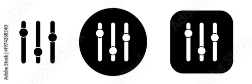 Tableau sur toile Filter button icon set with slider and equalizer symbols
