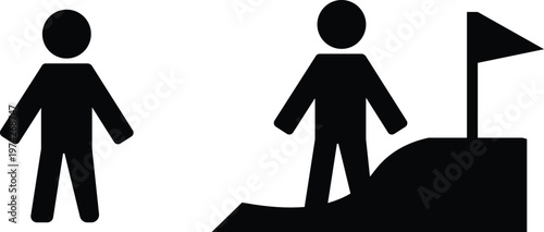 goal achievement business concept icons in flat black design