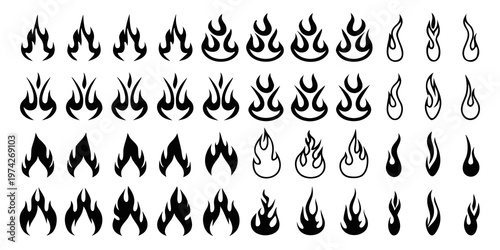 Collection of various flame shapes and styles a bold silhouette