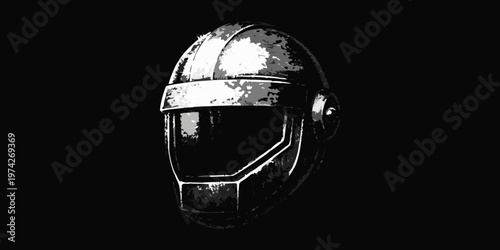 A striking image of a daft punk style helmet dark silhouette