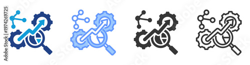 Analytical Tools icon set multiple style collection