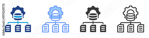 Data Integration icon set multiple style collection