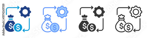 Cost Efficiency icon set multiple style collection