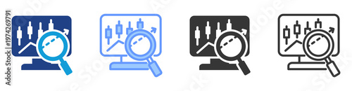 Stock Analysis icon set multiple style collection