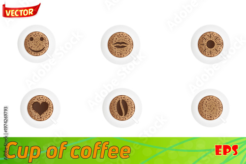 cup of coffee crema set icons vector illustration