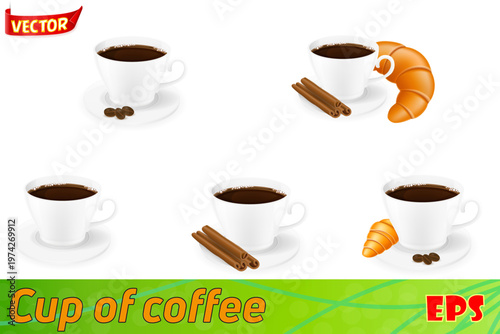 cup of coffee set icons vector illustration
