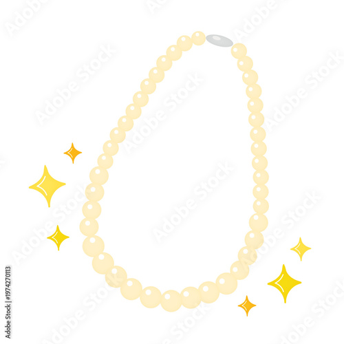 真珠のネックレスのイラスト/Illustration of a pearl necklace
