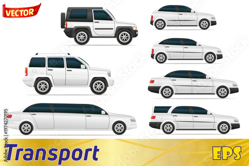 set icons passenger cars with different bodies vector illustration isolated on white background