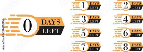 Number of days left icon set countdown timer calendar reminder deadline date remaining time schedule urgency planning symbol deadline alert concept set collection group.