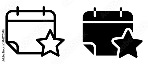 Star Calendar Icon. Date Schedule with Favorite Mark, Event Highlight Concept