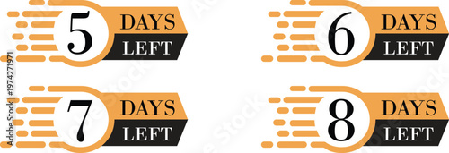Number of days left icon set countdown timer calendar reminder deadline date remaining time schedule urgency planning symbol deadline alert concept set collection group.