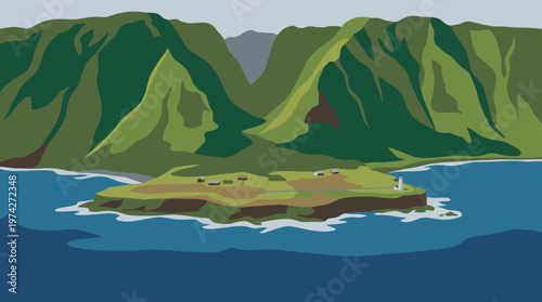 Kalaupapa Peninsula Landscape Vector