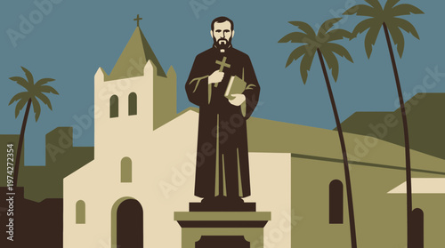 Saint Damien Statue Illustration