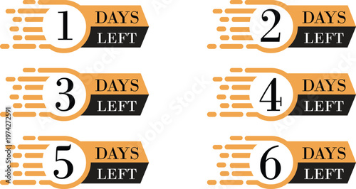 Number of days left icon set countdown timer calendar reminder deadline date remaining time schedule urgency planning symbol deadline alert concept set collection group.