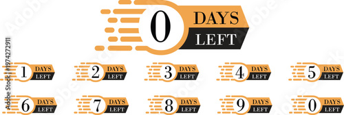 Number of days left icon set countdown timer calendar reminder deadline date remaining time schedule urgency planning symbol deadline alert concept set collection group.