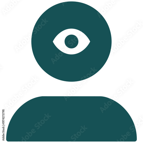 Teal colored human eye avatar icon.
