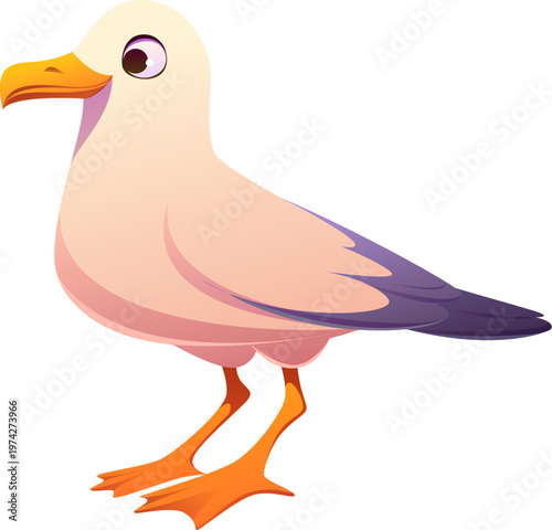 Pirate icon of cartoon seagull or sea gull character or funny ocean bird, vector game personage. Caribbean pirate adventure character of seabird for marine game asset and aquatic bird mascot element