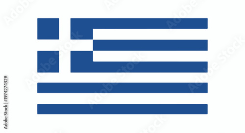 A striking depiction of the Greek flag, featuring nine alternating blue and white horizontal stripes, and a blue canton with a white cross