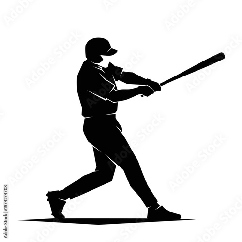 Baseball player swinging a bat, silhouette, action shot, sport concept