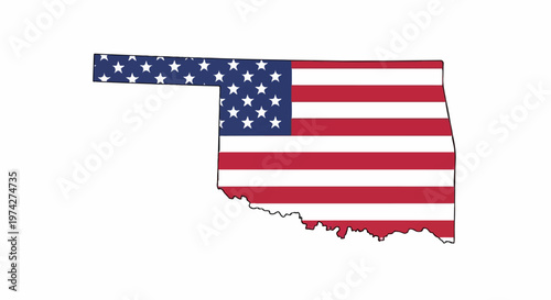 A map of Oklahoma filled with the United States flag pattern